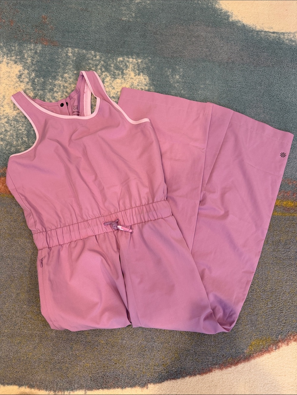 Girls lilac Athletic Tank romper with Drawstring Waist